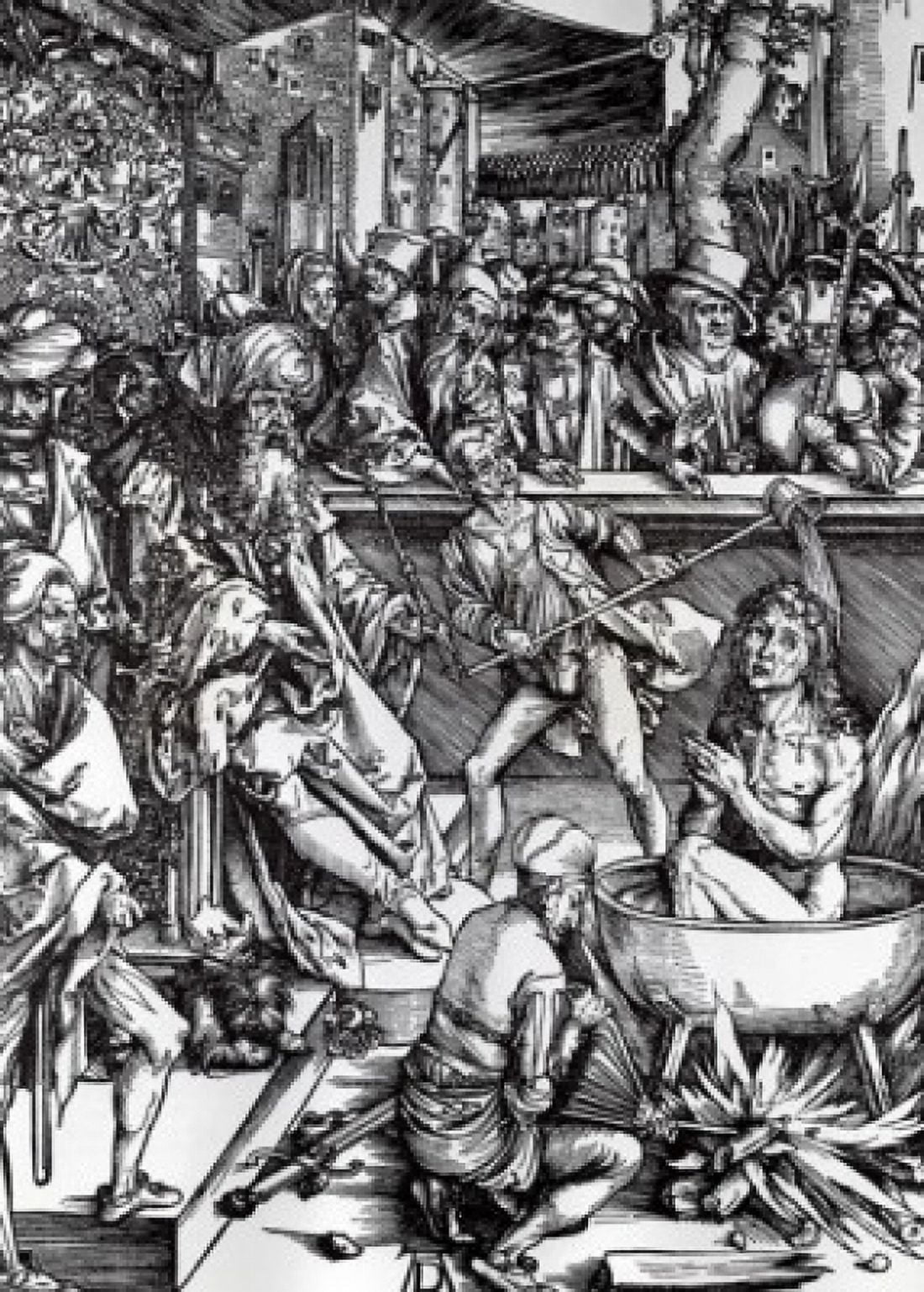 Martyrdom of St John Evangelist by Albrecht Durer engraving (1471-1528) Canvas Art - Albrecht Durer (18 x 24)