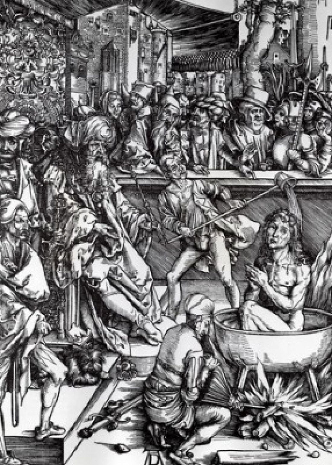 Martyrdom of St John Evangelist by Albrecht Durer engraving (1471-1528) Canvas Art - Albrecht Durer (24 x 36)