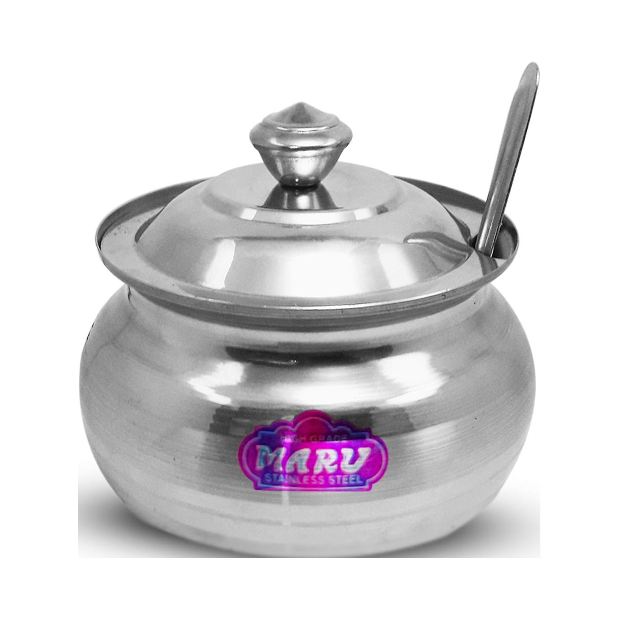Maru Stainless Steel Oil Pot Set With Spoon, 350Ml, 1 Ghee Pot, 1 Spoon