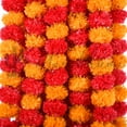thumbnail image 1 of Marubhumi 5 Pcs of 4.5 Feet Long Strands Artificial Marigold Flowers Garland for Diwali, Traditional Indian Decor, Christmas Decor, Wedding Gift, Bush Floral Themed Party, DIY, Backdrop, 1 of 5