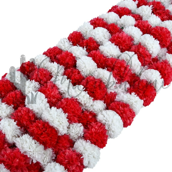 Marubhumi 5 Pcs of 4.5 Feet Long Strands Artificial Marigold Flowers Garland for Diwali, Traditional Indian Decor, Christmas Decor, Wedding Gift, Bush Floral Themed Party, DIY, Backdrop