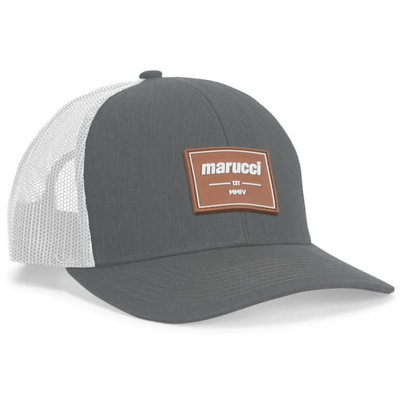 Marucci Established Rubber Patch Trucker Snapback Hat - Gray White