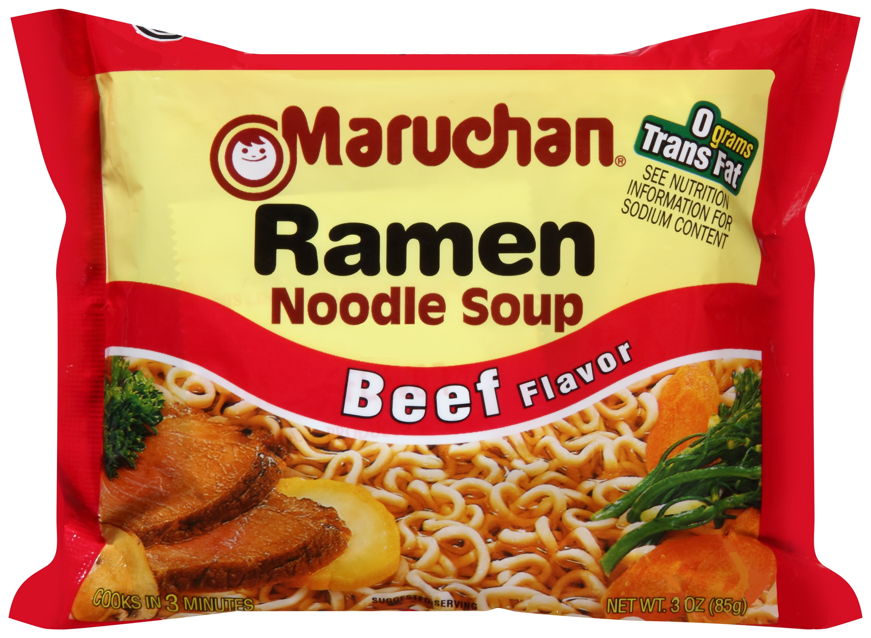 Maruchan Beef Flavor Ramen Noodle Soup, 3 oz (12 packs)