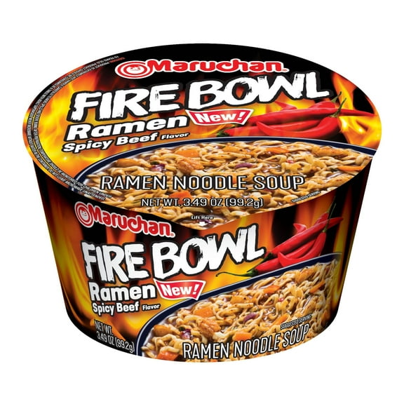 Maruchan Bowl FIRE Spicy Beef Flavor Ramen Noodles, 3.49 oz Shelf Stable Package