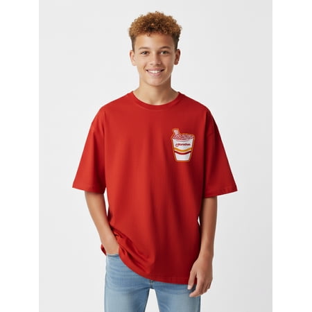 Maruchan , Boys' Elevated Front and Back Graphic T-Shirt, Ramen Vibes, Sizes 4-18