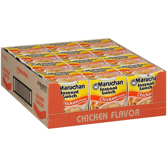 Maruchan Chicken Noodles, 2.25 oz Packaged Soup Cups, Quantity of 12