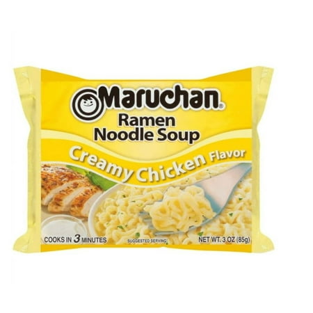 Maruchan Creamy Chicken Ramen Noodles, 3 oz Packaged Soup, Pack of 4