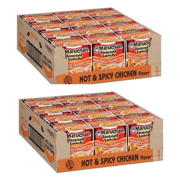Maruchan Hot and Spicy Chicken Instant Ramen Noodles, 2.25 oz cup, 24 pack