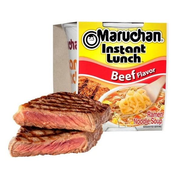 Maruchan Instant Lunch Beef Flavor Ramen Noodle Soup 2.25oz  Ready in 3 Minutes. Fast and Tasty as a Hot Snack or Delicious Meal - Anytime. (Total of 24 Cups)