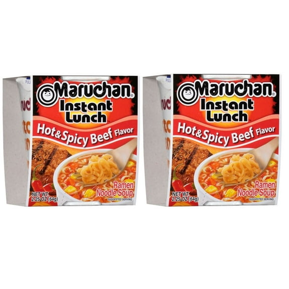 Maruchan Instant Lunch Hot & Spicy Beef Flavor Ramen Noodle Soup, 2.25 oz, Pack of 2