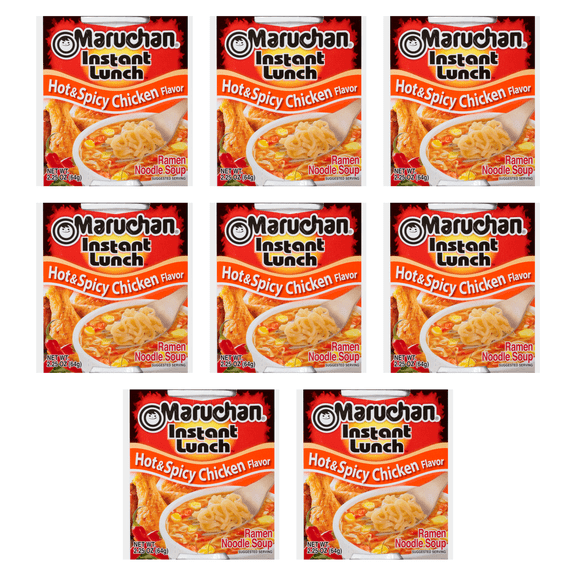 Maruchan Instant Lunch Hot & Spicy Chicken Flavor Ramen Noodles, 2.25 oz (Pack 8)