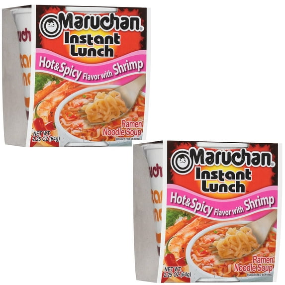 Maruchan Instant Lunch Hot & Spicy Shrimp, 2.25 Oz, Pack of 2