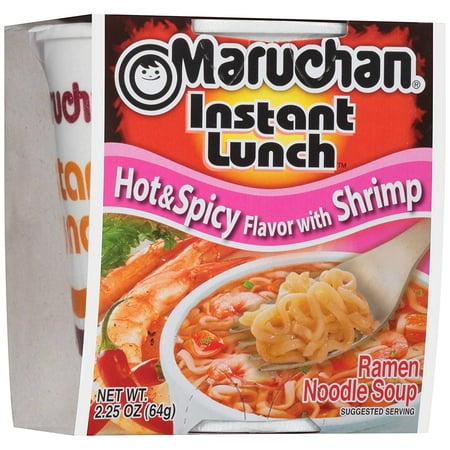 Maruchan Instant Lunch Hot & Spicy Shrimp, 2.25 Oz, Pack of 6