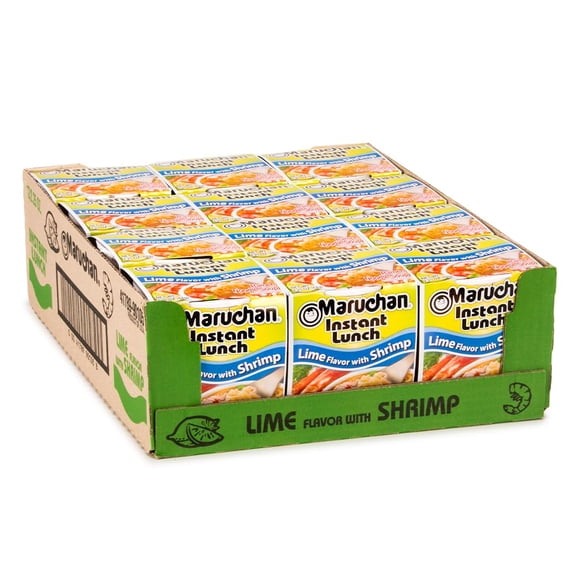 Maruchan Instant Lunch Lime Flavor with Shrimp Ramen Cups, 2.25 oz, 12 Count