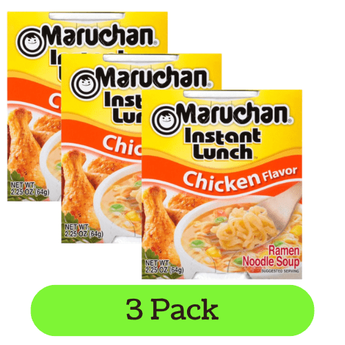 Maruchan Instant Lunch Ramen Noodles, Chicken Flavor, 2.25 oz Cup ( Pack of 3)