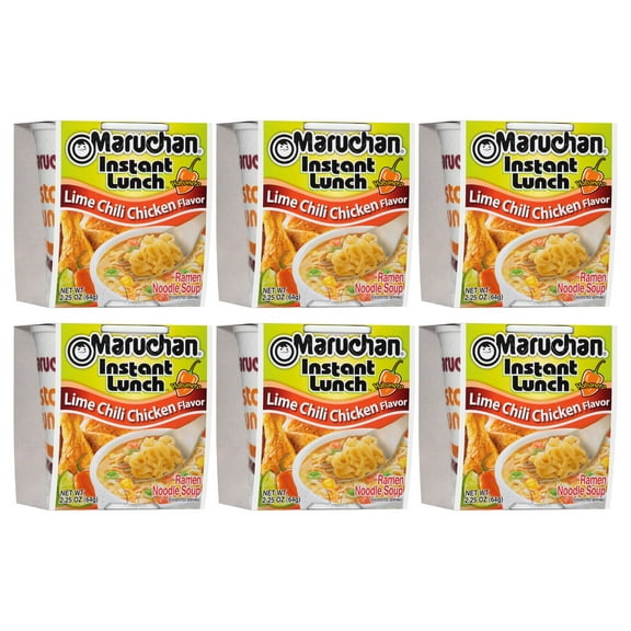 Maruchan Lime Chili Chicken Instant Ramen Noodles, 2.25 oz cup, 6 pack