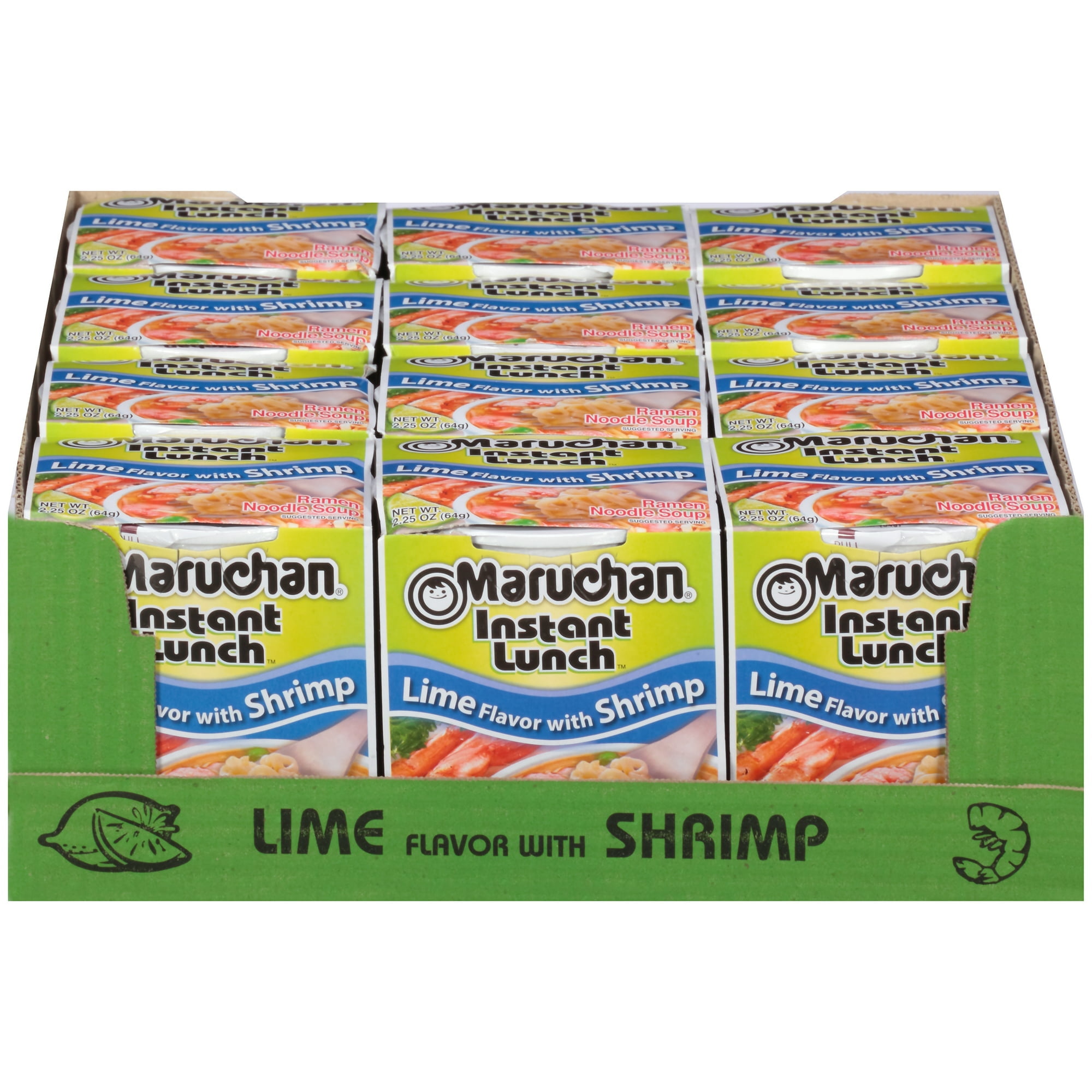 Maruchan Lime with Shrimp Instant Lunch Ramen Noodles, 2.25 oz Cup, Quantity of 12
