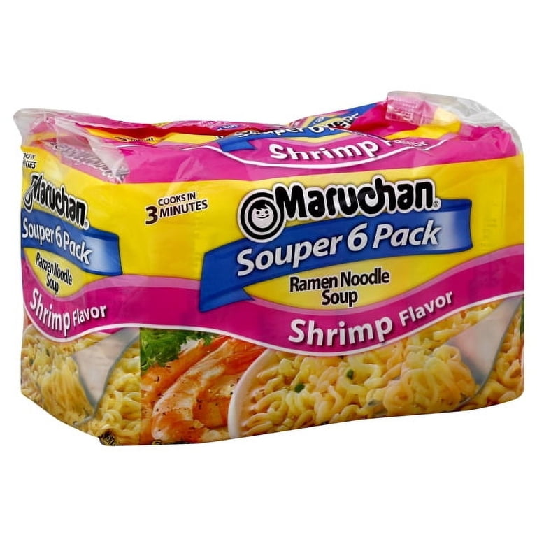 Maruchan Instant Shrimp Flavored Ramen Noodle Soup, Souper 6 Pack