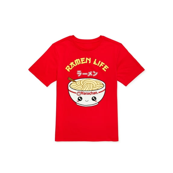 Maruchan Ramen Boys Life T-Shirt with Short Sleeves, Sizes 4-18
