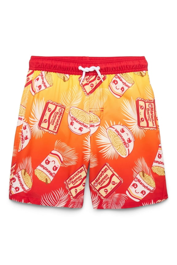 Ramen Boys Palms Graphic Swim Shorts, Sizes 4-12