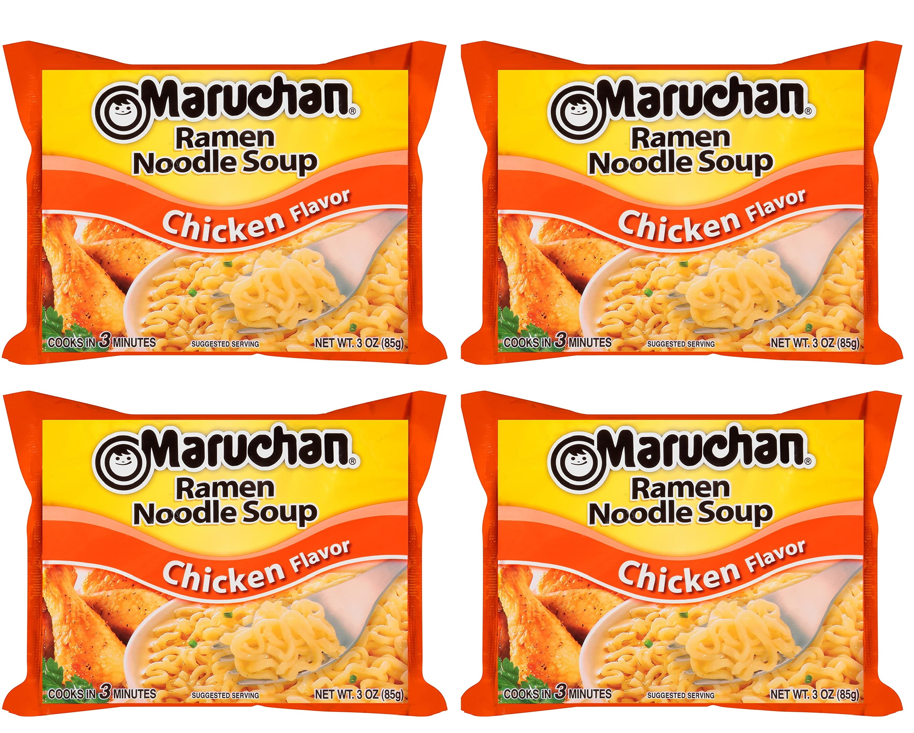 Maruchan Ramen Chicken, 3.0 Oz cooks in 3 minutes (Pack of 4)