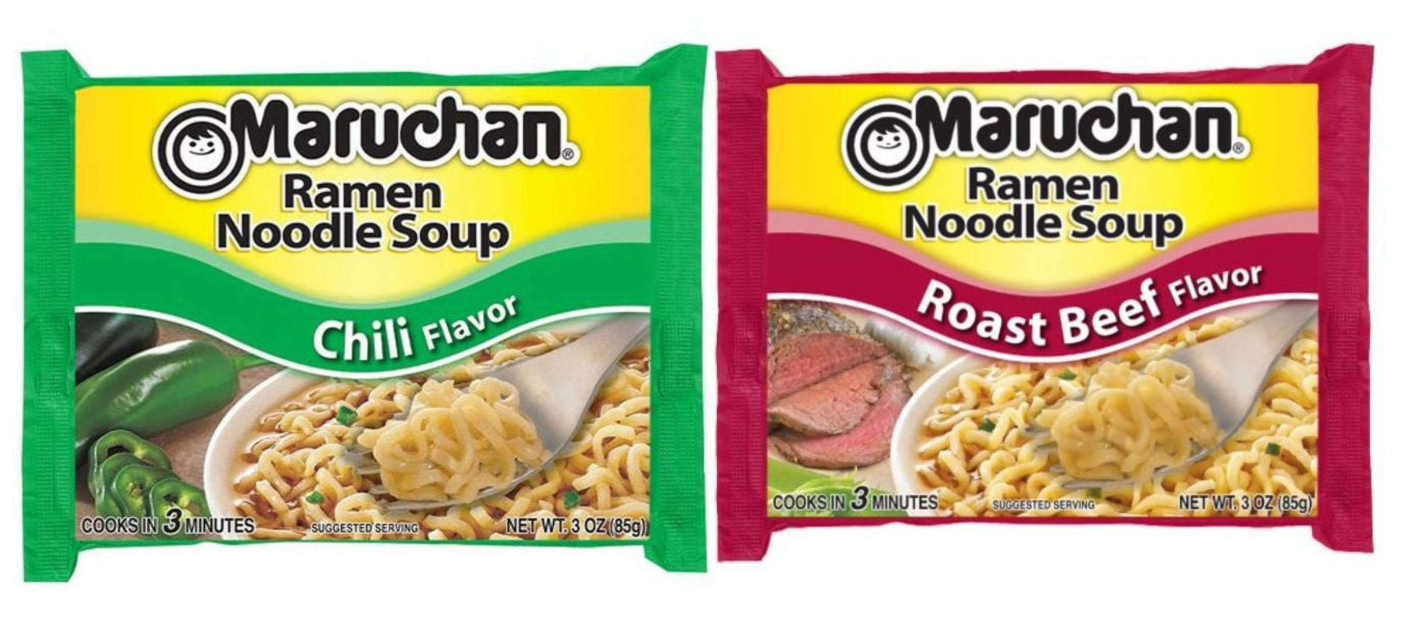Maruchan, Ramen Chili and Roast Beef Noodles Variety Pack Soup, 3 Oz