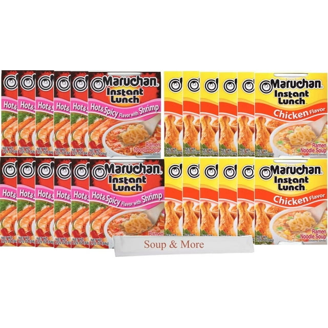 Maruchan Ramen Cup Noodles Instant 24 Count 12 Hot and Spicy Shrimp