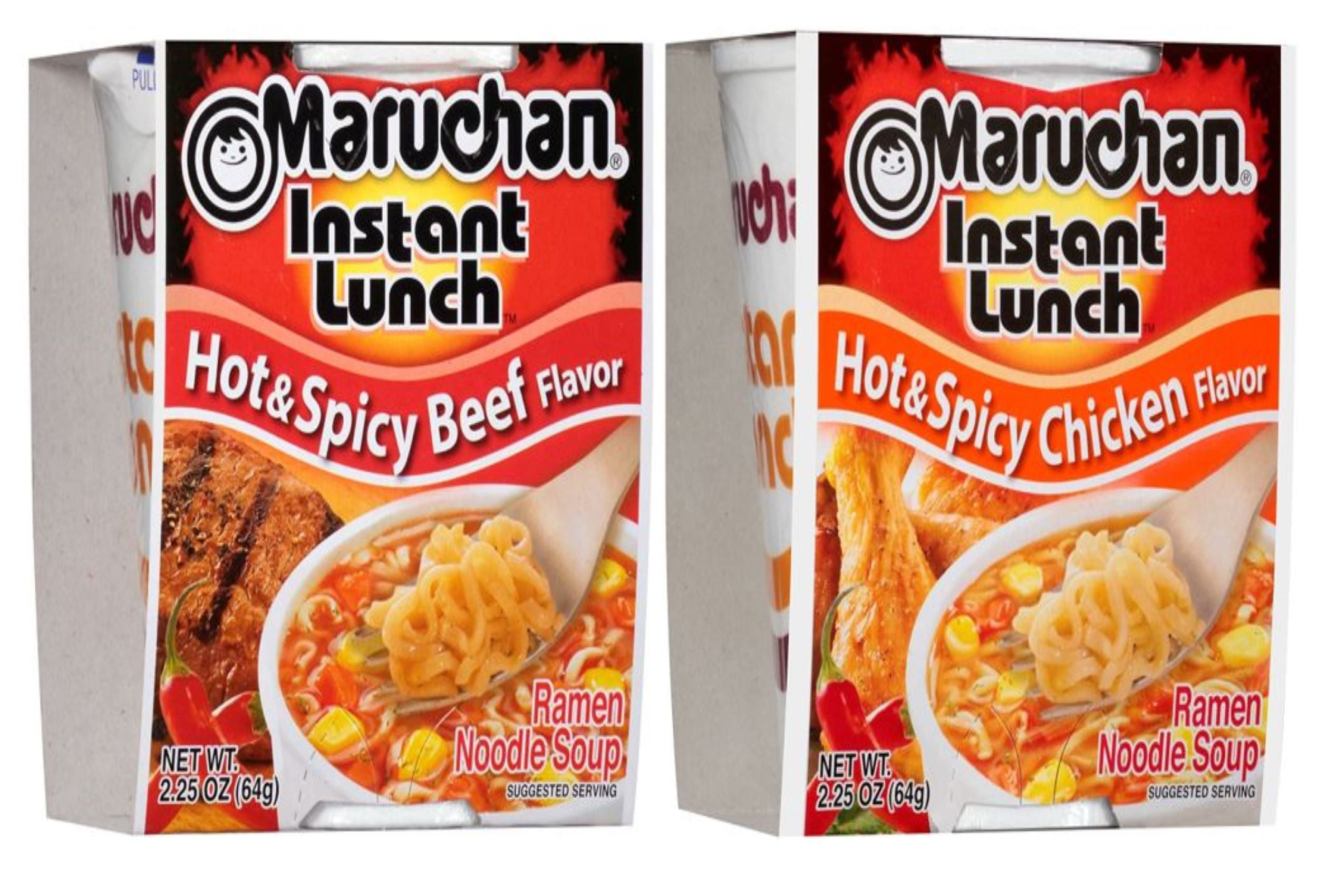 Maruchan Ramen Cup Noodles Instant- Spicy Beef and Spicy Chicken 2 Flavors - Quantity of 16
