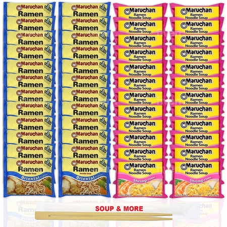 Maruchan Ramen Instant Noodle Soup Variety, 2 Flavors - 24 Packs Oriental & 24 Packs Shrimp , 3 Ounce Single Servings Lunch / Dinner Variety