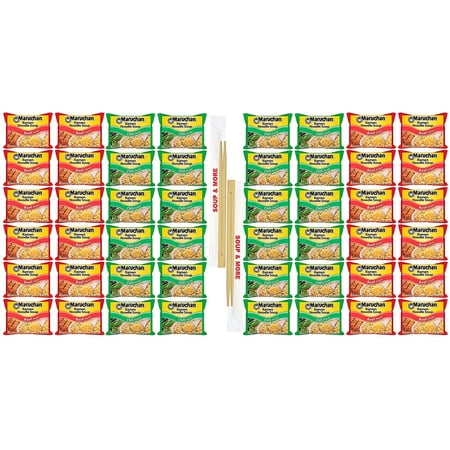 Maruchan Ramen Instant Soup Noodles Packs 48 Count - 24 Chili , 24 Beef Pack Flavor Lunch / Dinner Variety, 2 Flavors