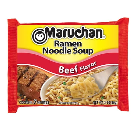 Maruchan Ramen Noodle Beef Flavor Soup, 3 oz Shelf Stable Package, 12 Count