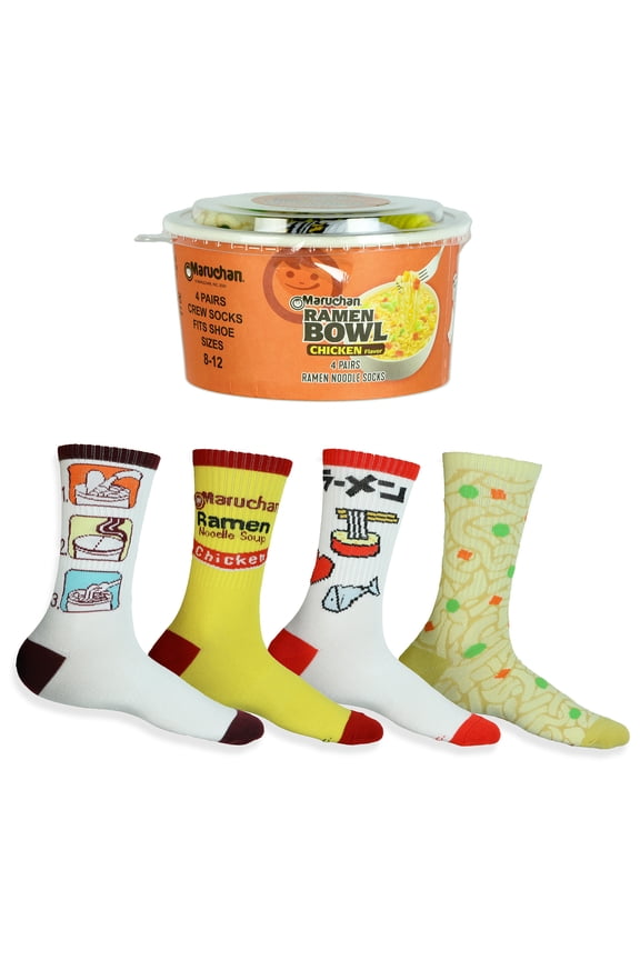 Maruchan Ramen Noodle Bowl of Socks 4-Pack Adult Crew Socks Gift Set