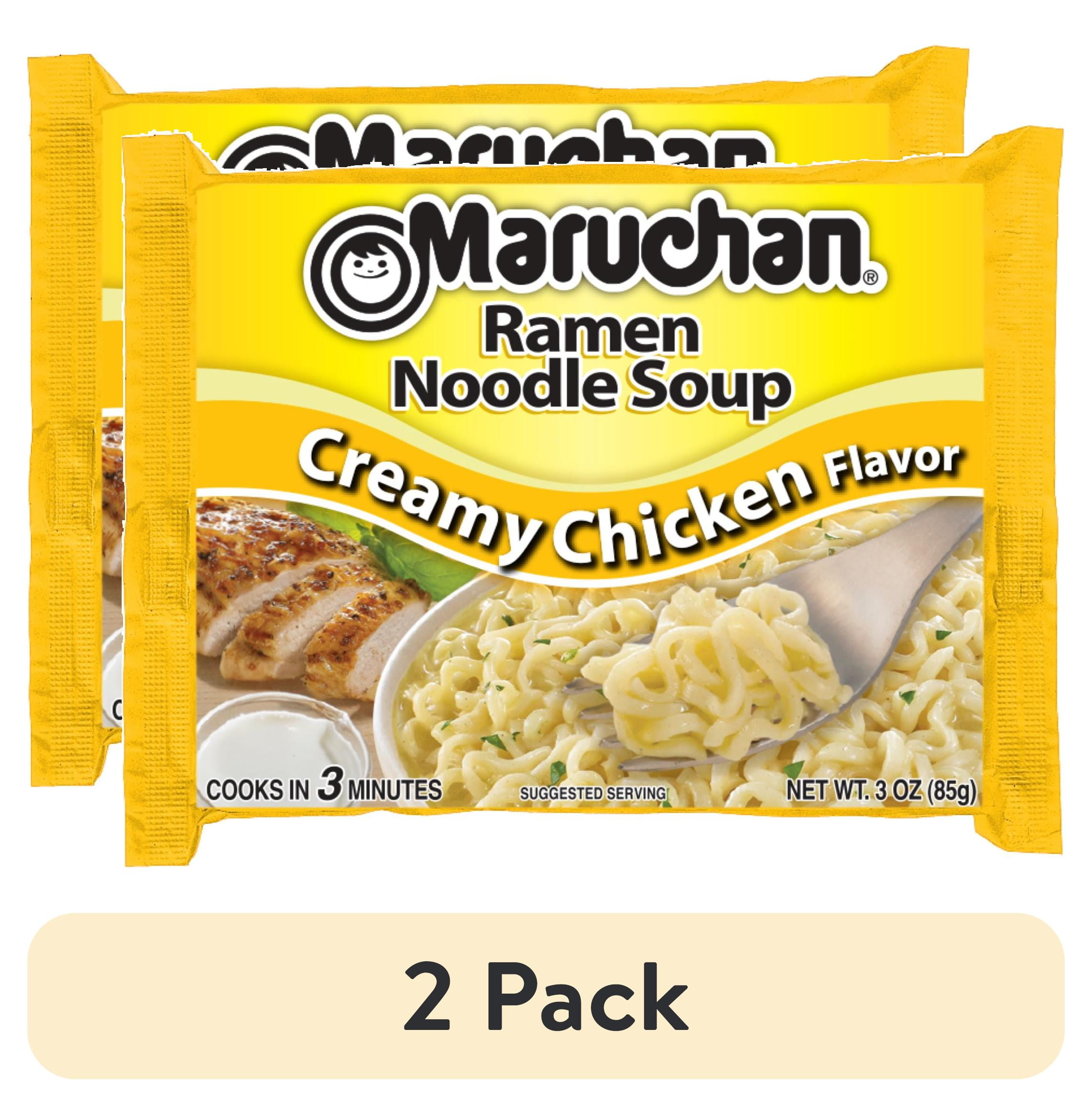 (2 pack) Maruchan Ramen Noodle Creamy Chicken Flavor Soup, 3 oz Shelf