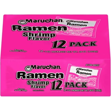 Maruchan Ramen Noodle Shrimp Flavor Soup, 3 oz, 12 Count Shelf Stable Package
