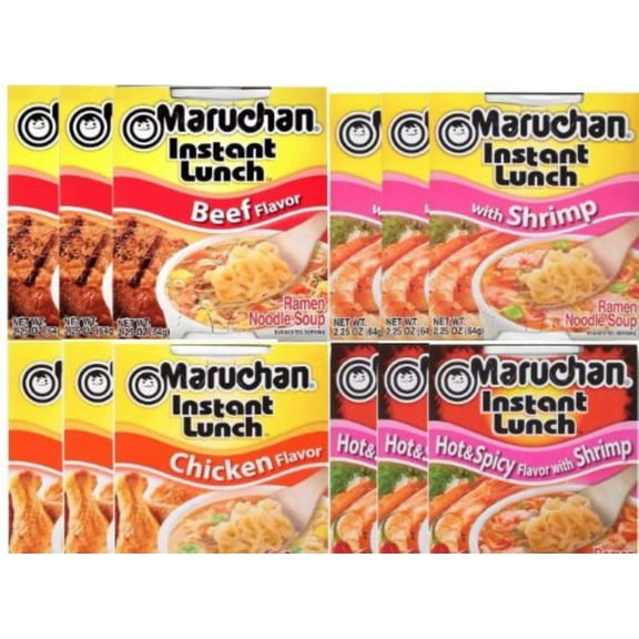 Maruchan Ramen Noodle Soup, 12 Count 4 Flavor Variety Pack, by LRB