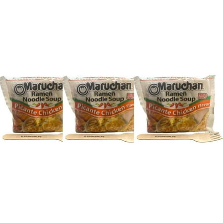 Maruchan Ramen Noodle Soup Picante Chicken Flavor Hot Spicy With one Eleganceinlife fork Pack of 3