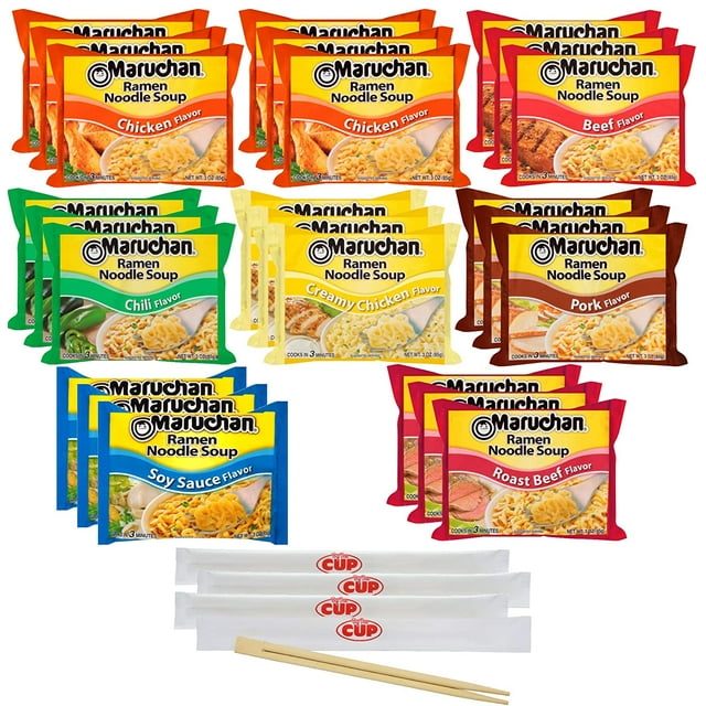 Maruchan Ramen Noodle Soup Variety, 7 Flavors, 3 Ounce Single Servings