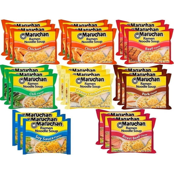Maruchan Ramen Noodle Soup Variety mix - 7 Flavors, Pack of 24-3 Ounce each Flavor