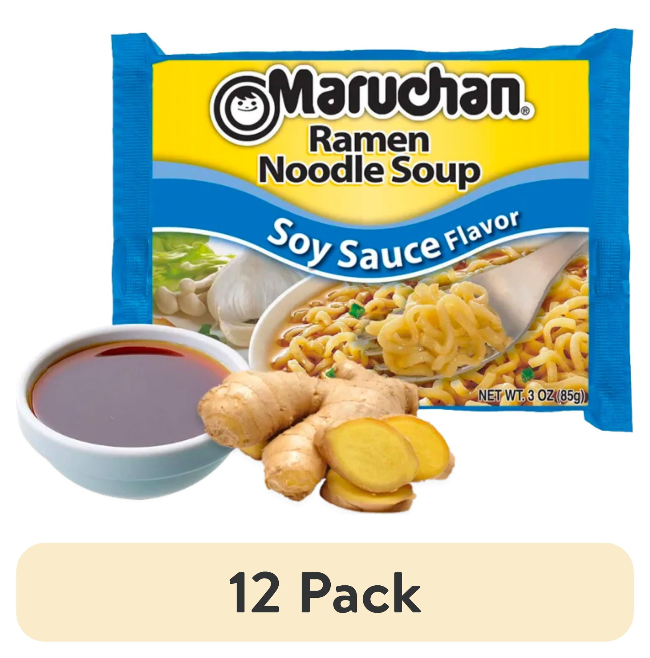 (12 pack) Maruchan Ramen Noodle Soy Sauce Flavor Soup, 3 oz Shelf