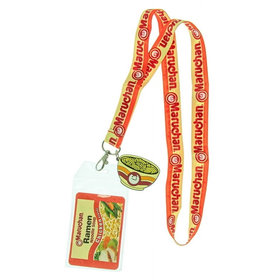 Maruchan Ramen Noodles Lanyard ID Badge Holder With Chicken Flavored Bowl Rubber Charm Pendant