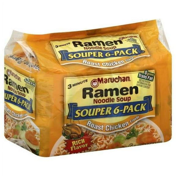 Maruchan Ramon Noodle Soup Roast Chicken Flavor Souper 6 Count (Pack of 4)