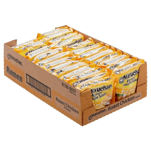 Maruchan Roast Chicken Ramen Noodles, 3 oz Shelf Stable Package 24 pack