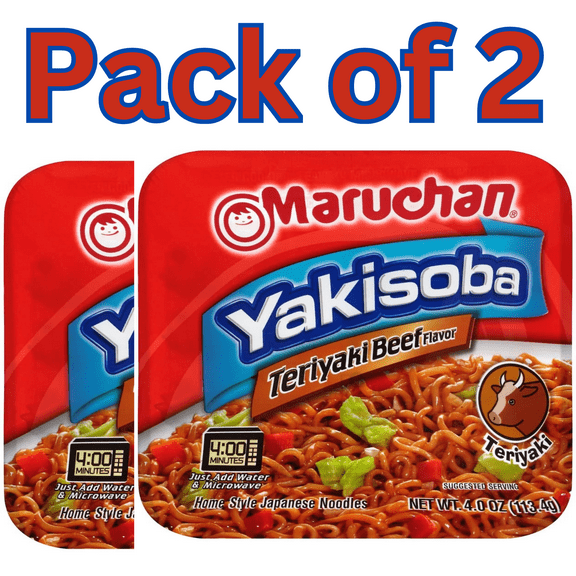 Maruchan Yakisoba Noodle Soup, Teriyaki Beef, 4 Oz, Pack of 2