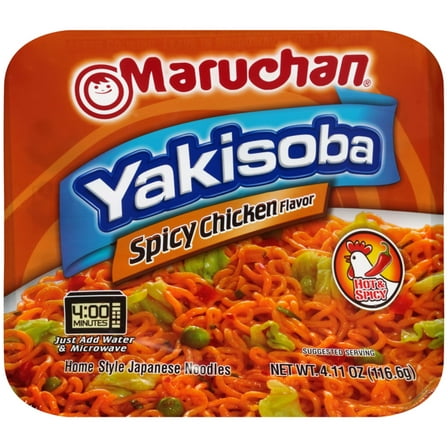 Maruchan Yakisoba Spicy Chicken Flavor Noodles, 4.11 oz Shelf Stable Package