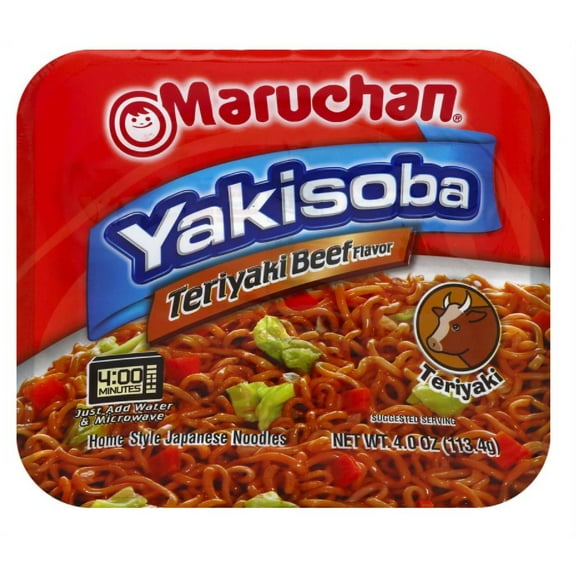 Maruchan Yakisoba Teriyaki Beef Flavor Japanese Noodles, 4 Ounce (Pack of 3)
