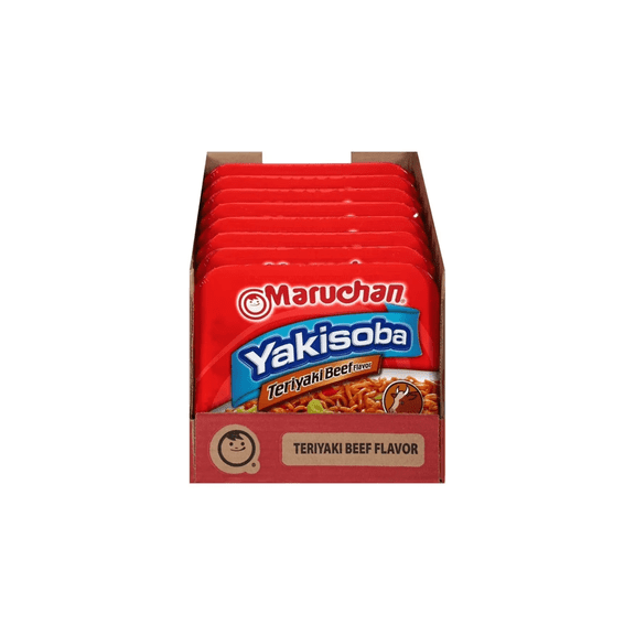 Maruchan Yakisoba Teriyaki Beef Flavor Noodles, 8 Pack Case (4 oz Each)