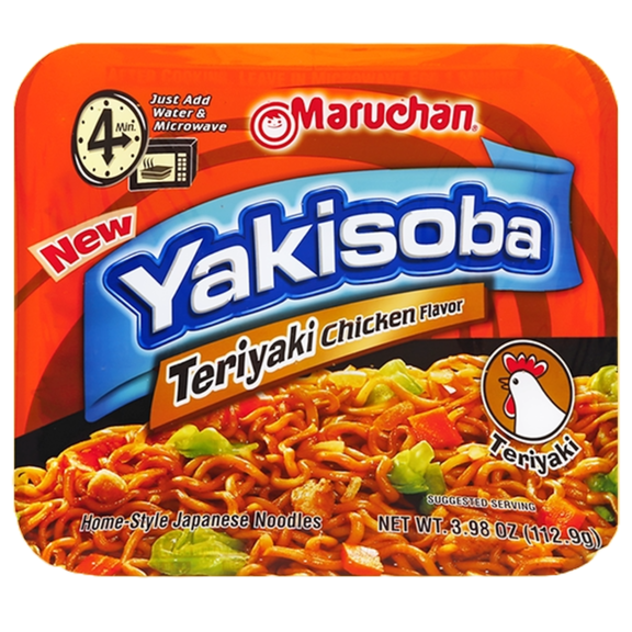 Maruchan Yakisoba Teriyaki Chicken Flavor Noodles, 3.98 oz (Pack of 6)