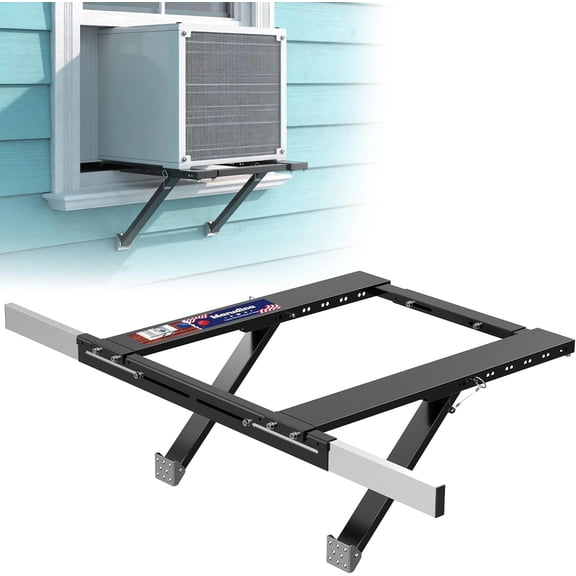 Marudina No-Drill Window AC Bracket,Adjustable Heavy-Duty Air Conditioner Support Bracket Up to 300LBS,Fits Single/Double-Hung Windows,Quick Installation & Removal,Renter-Friendly