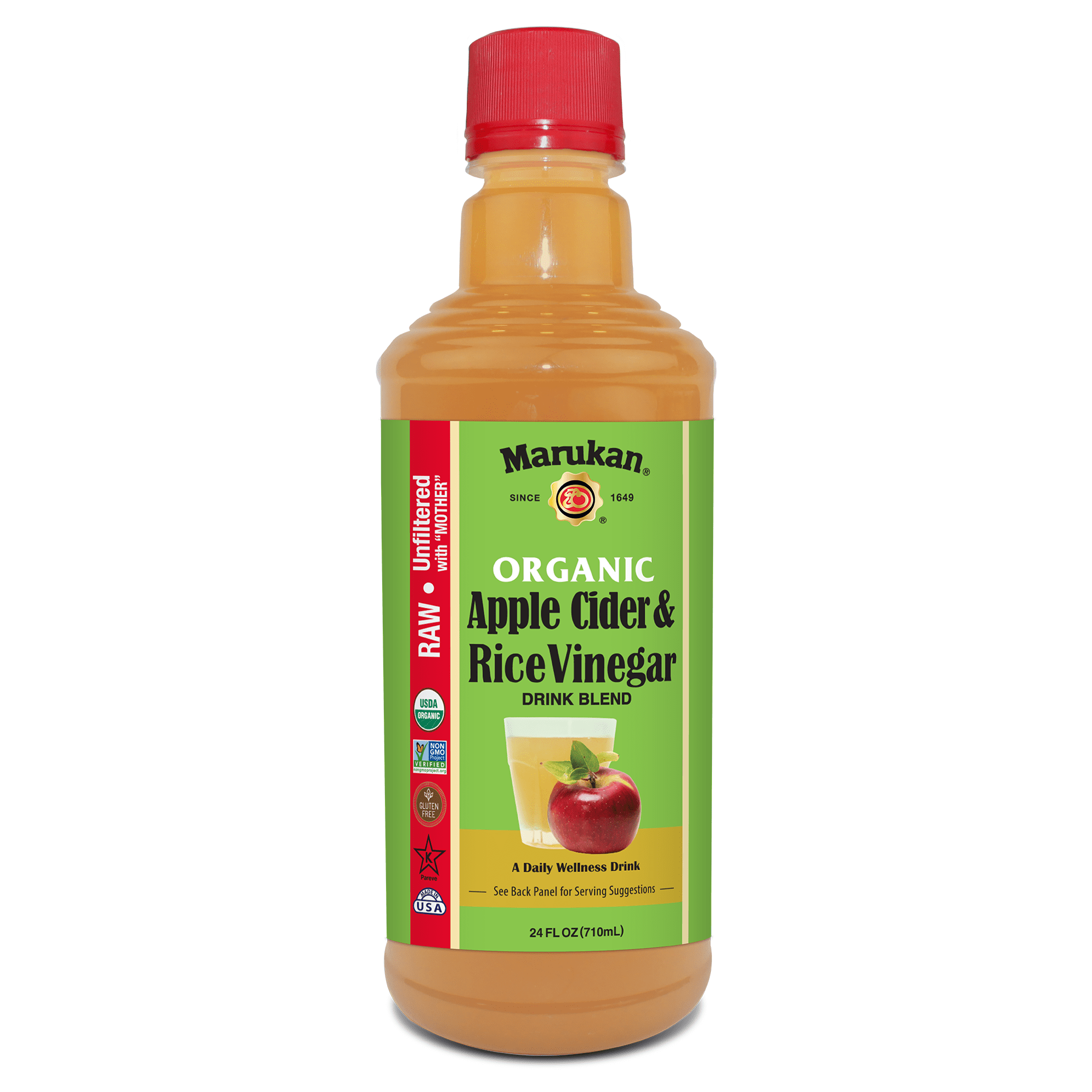 Marukan Organic Apple Cider Vinegar With Mother, Raw & Unfiltered, Apple Cider for Wellness (24 fl oz)