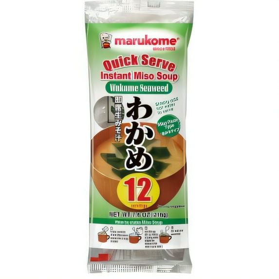 Marukome Quick Serve Instant Miso Soup -Wakame Seaweed 12 Servings 216 g
